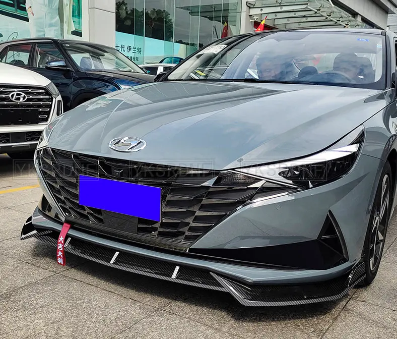 Kit labio parachoques delantero Hyundai Elantra 2021 fibra carbono - imagen 2