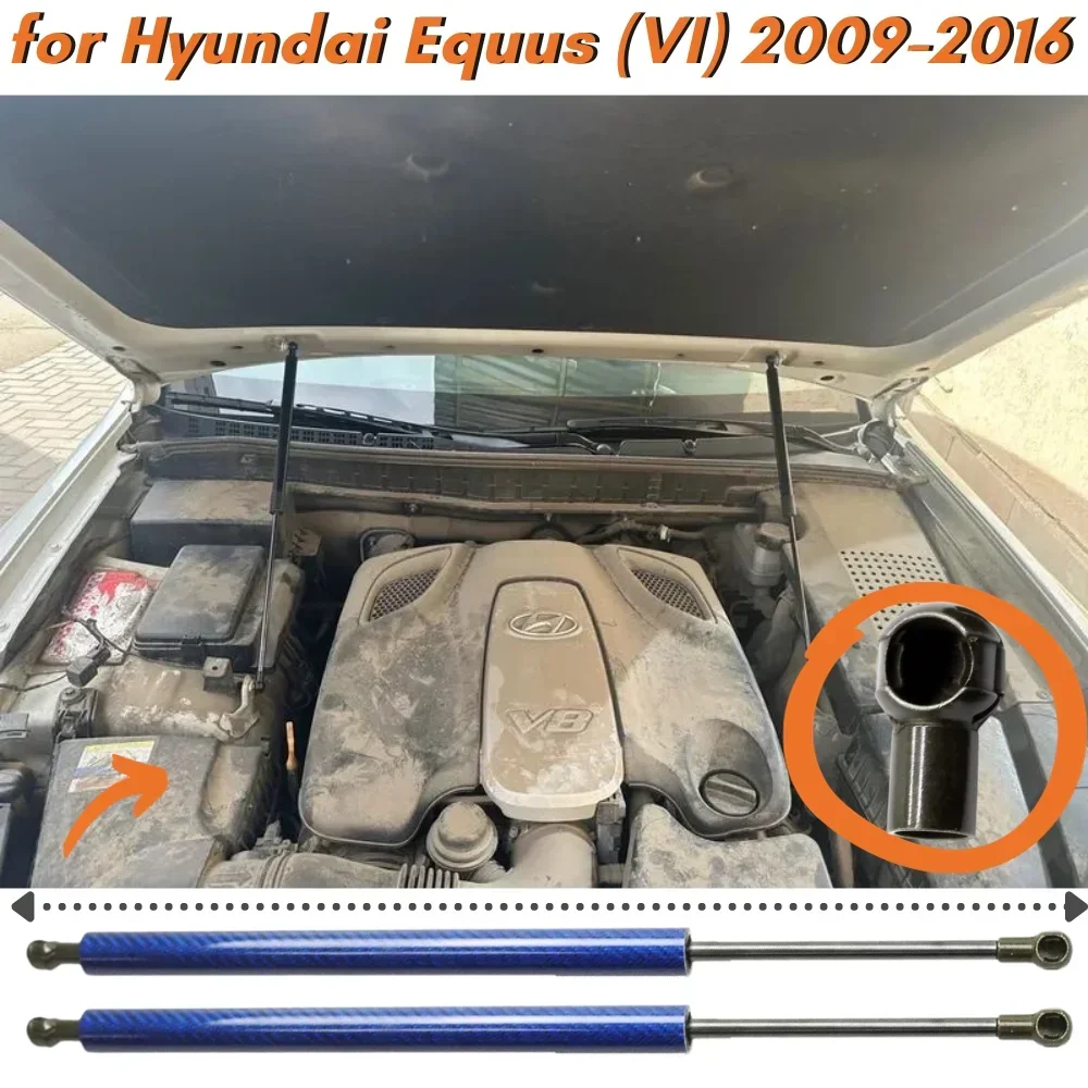 Puntales de capó con resortes de gas para Hyundai Equus VI 2009-2016