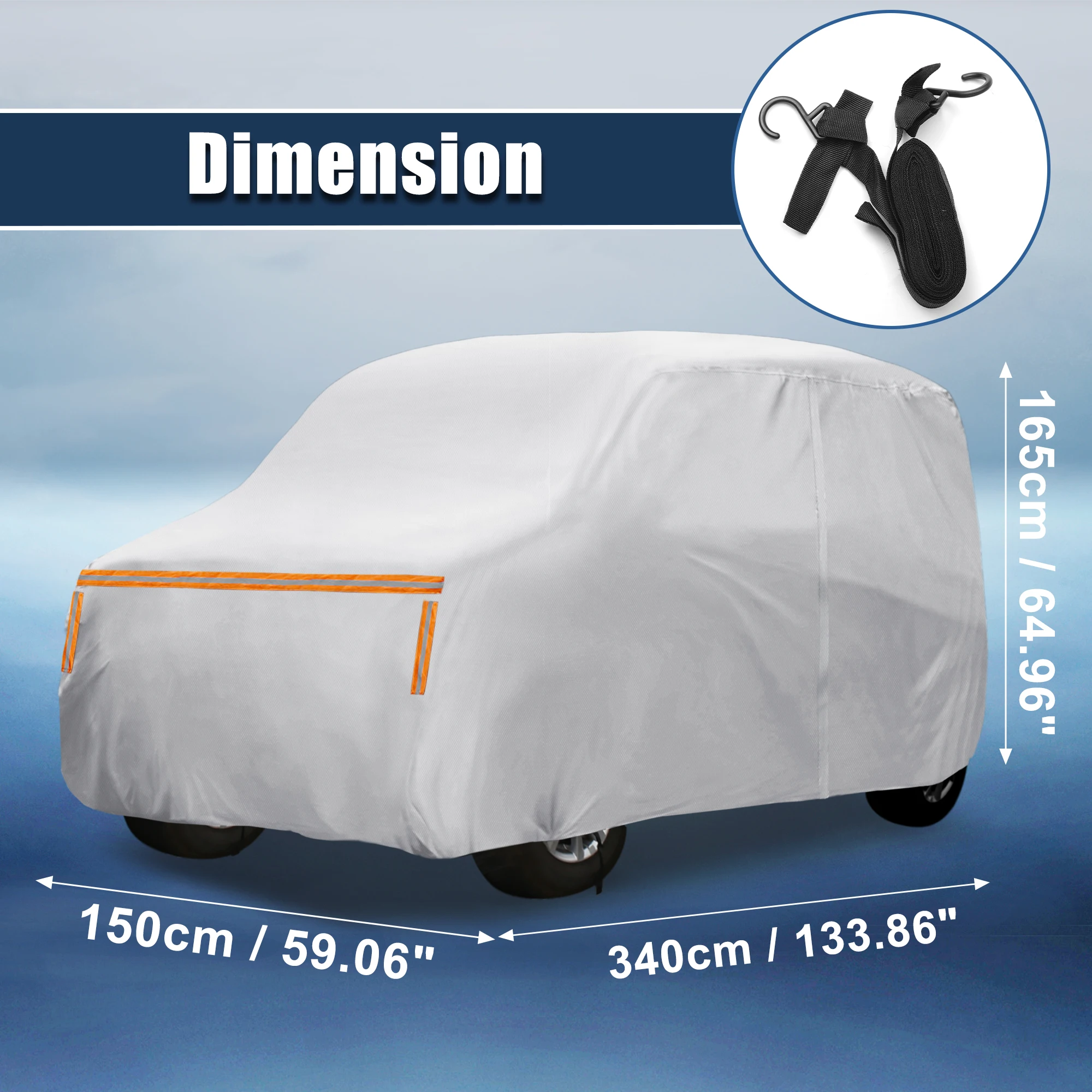 X Autohaux-cubierta de coche para Nissan Sakura Dayz, cubierta impermeable para exteriores, sol, lluvia, polvo, viento, nieve, protección con cremallera para puerta de conductor - imagen 2