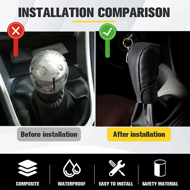 Funda negra de cuero sintético para pomo de cambio automático universal - imagen 2