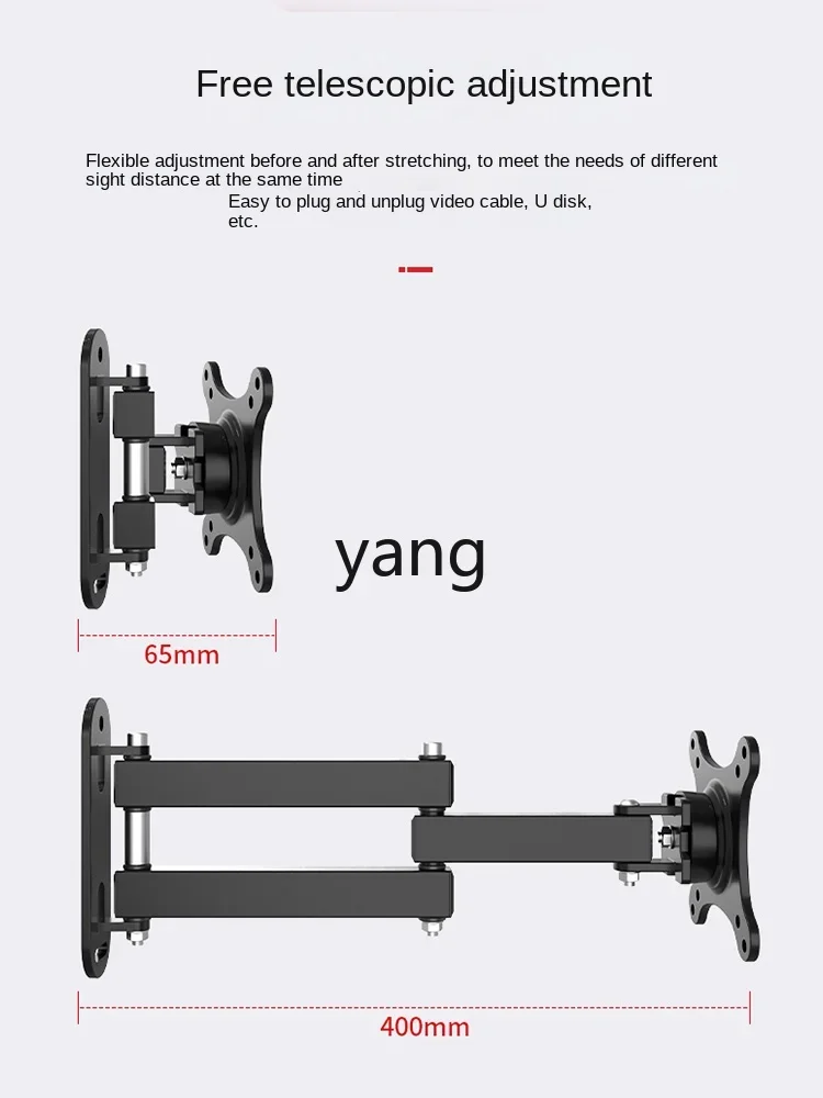 YJQ colgador de TV para monitor LCD de ordenador, estante de pared universal retráctil giratorio - imagen 4