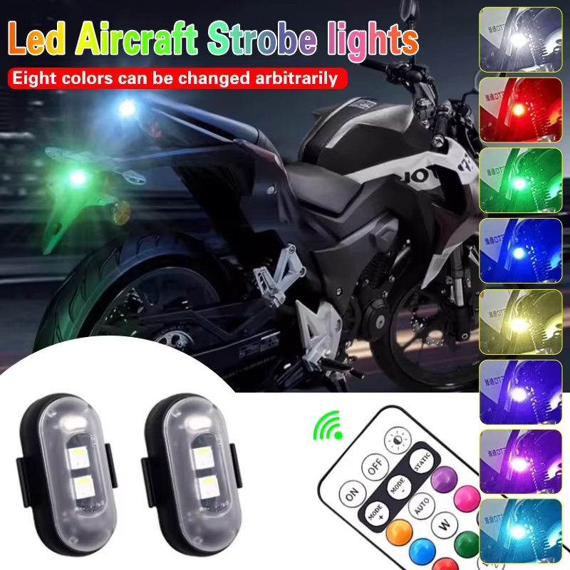 Mini luz LED anticolisión con carga USB de 8 colores para motocicleta y bicicleta, luces estroboscópicas para Dron de 5V, luz de señal de advertencia intermitente