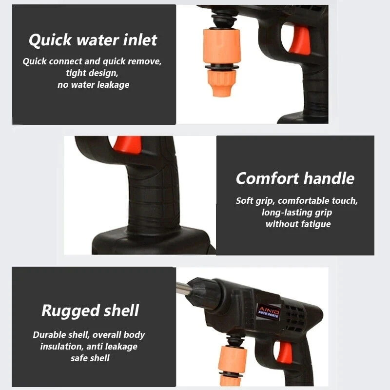 Pistola de agua inalámbrica alta presión para lavado coche y jardín - imagen 4