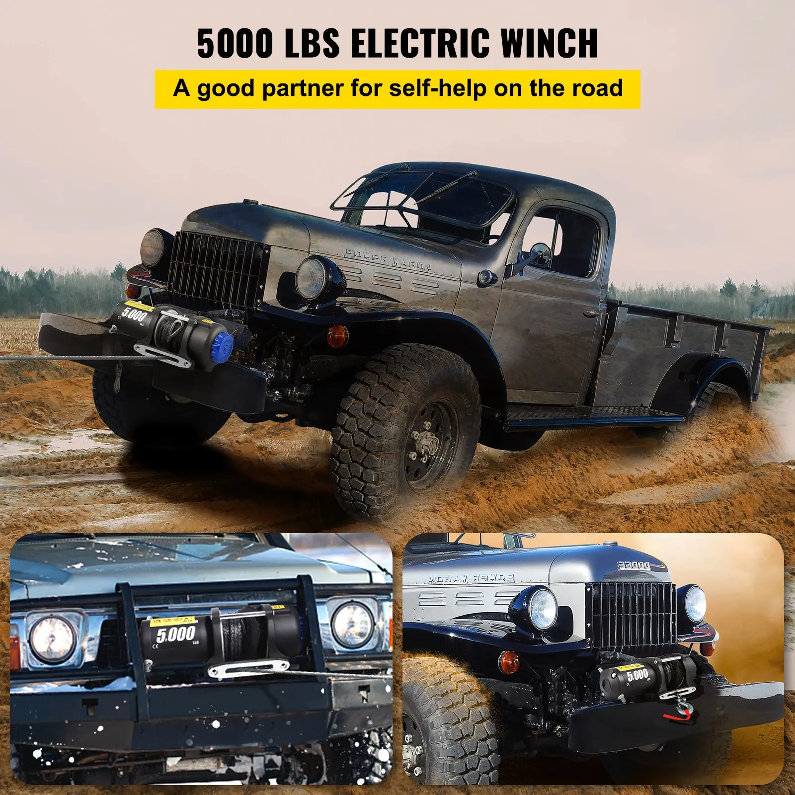 Cabrestante eléctrico ATV/UTV de 5.200 lb con cable sintético y mando inalámbrico - imagen 2