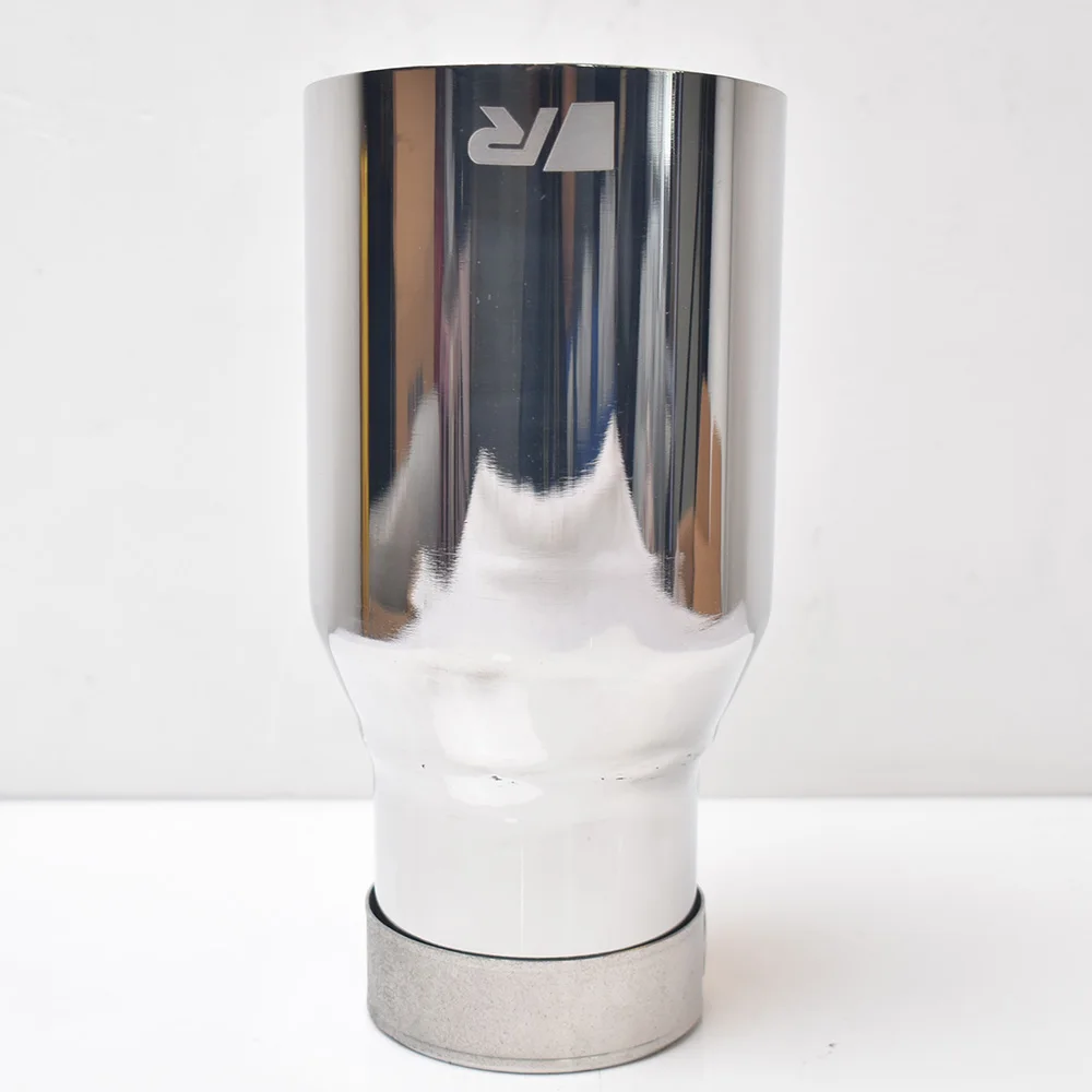 304 SUS Universal de acero inoxidable brida brillante R tubo de escape silenciador punta corte con ángulo accesorio de modificación de coche - imagen 4