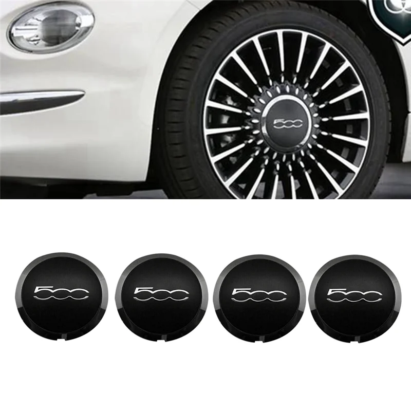 4 Uds. Tapacubos de 133Mm para Fiat 500 accesorios piezas ruedas tapacubos centrales 68078419AC 68078421AC cubierta antipolvo 51884863 negro