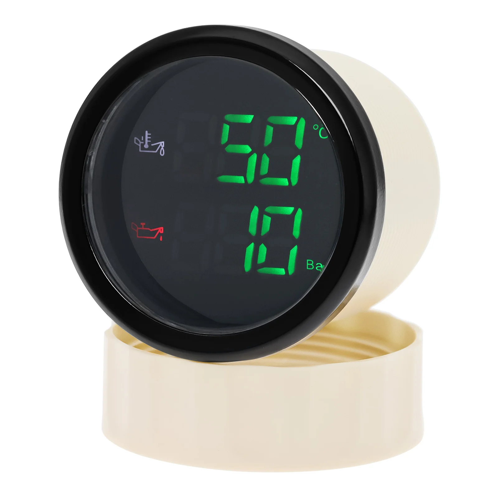 Medidor Digital de temperatura de aceite + presión de aceite 2 en 1 con Sensor de 0 ~ 10 Bar retroiluminación roja/verde medidor de coche de 52mm para coches barcos - imagen 2