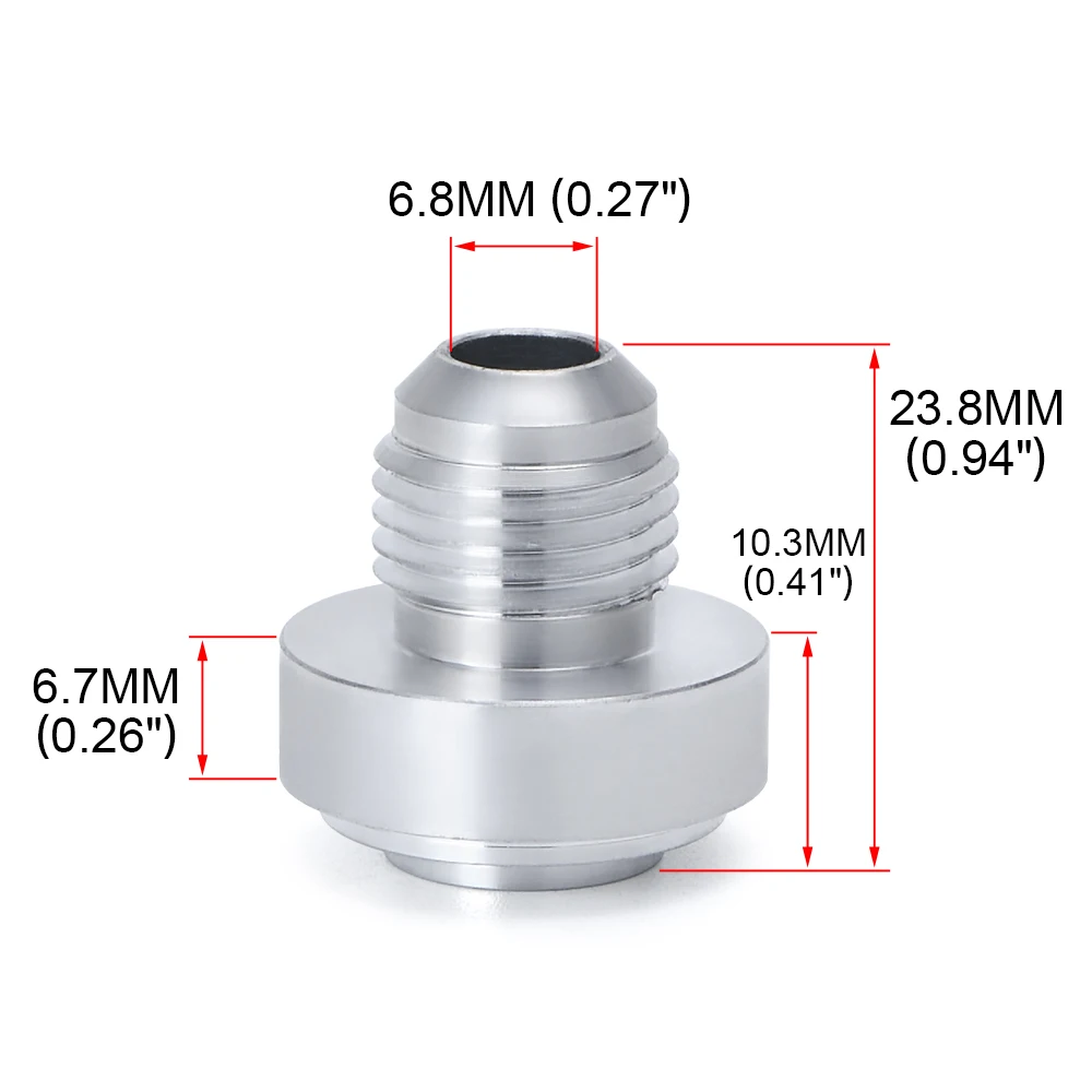 Adaptador recto AN6 aluminio macho soldadura – conexión manguera óxido nitroso - imagen 4