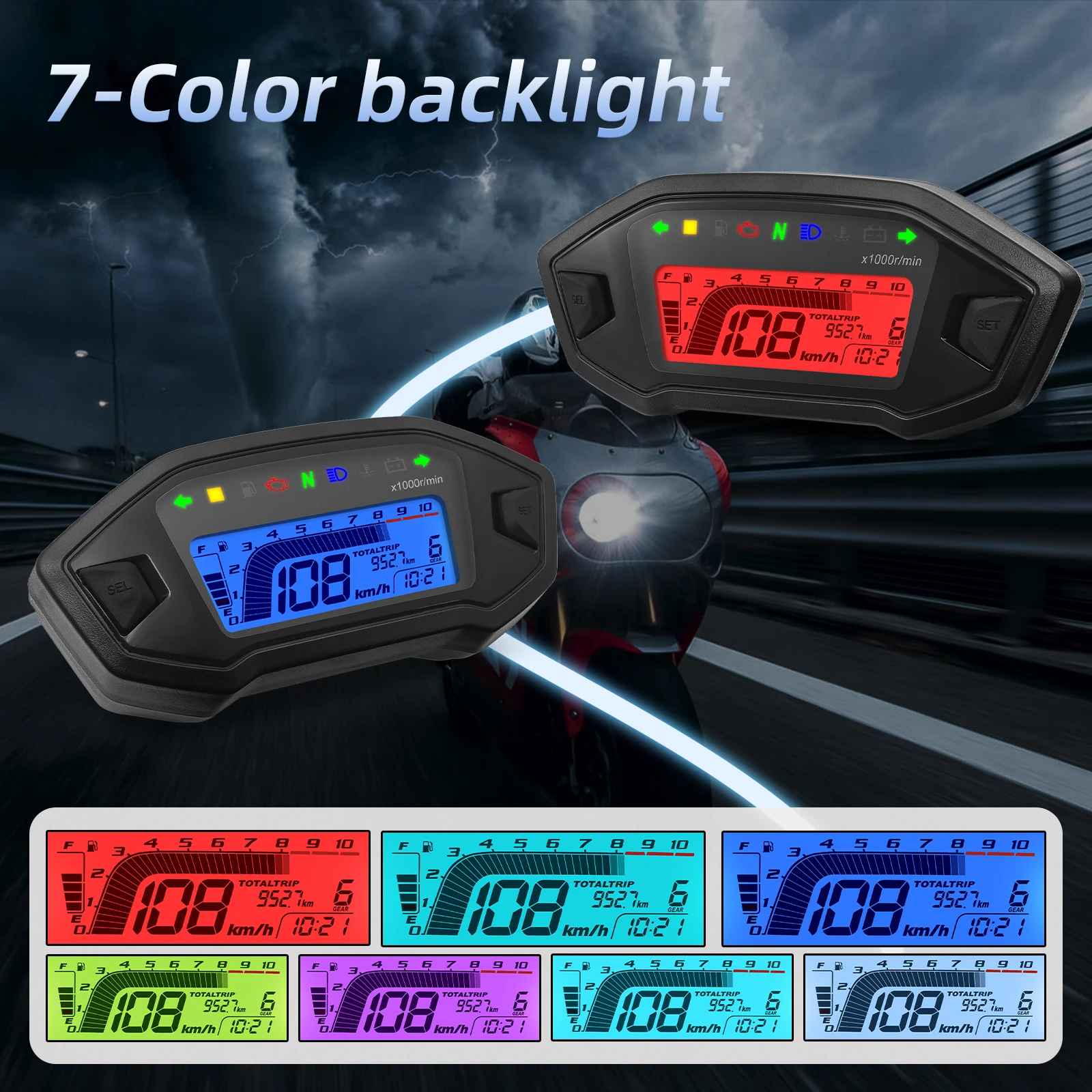 Cuadro LCD de moto con velocímetro, tacómetro y nivel de combustible - imagen 3