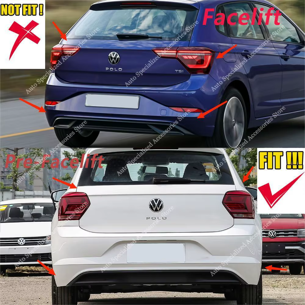 Difusor trasero negro brillante instalado en un Volkswagen Polo