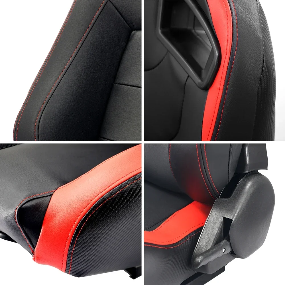 Asiento baquet de carreras universal con deslizador y tapicería 3D PVC - imagen 5