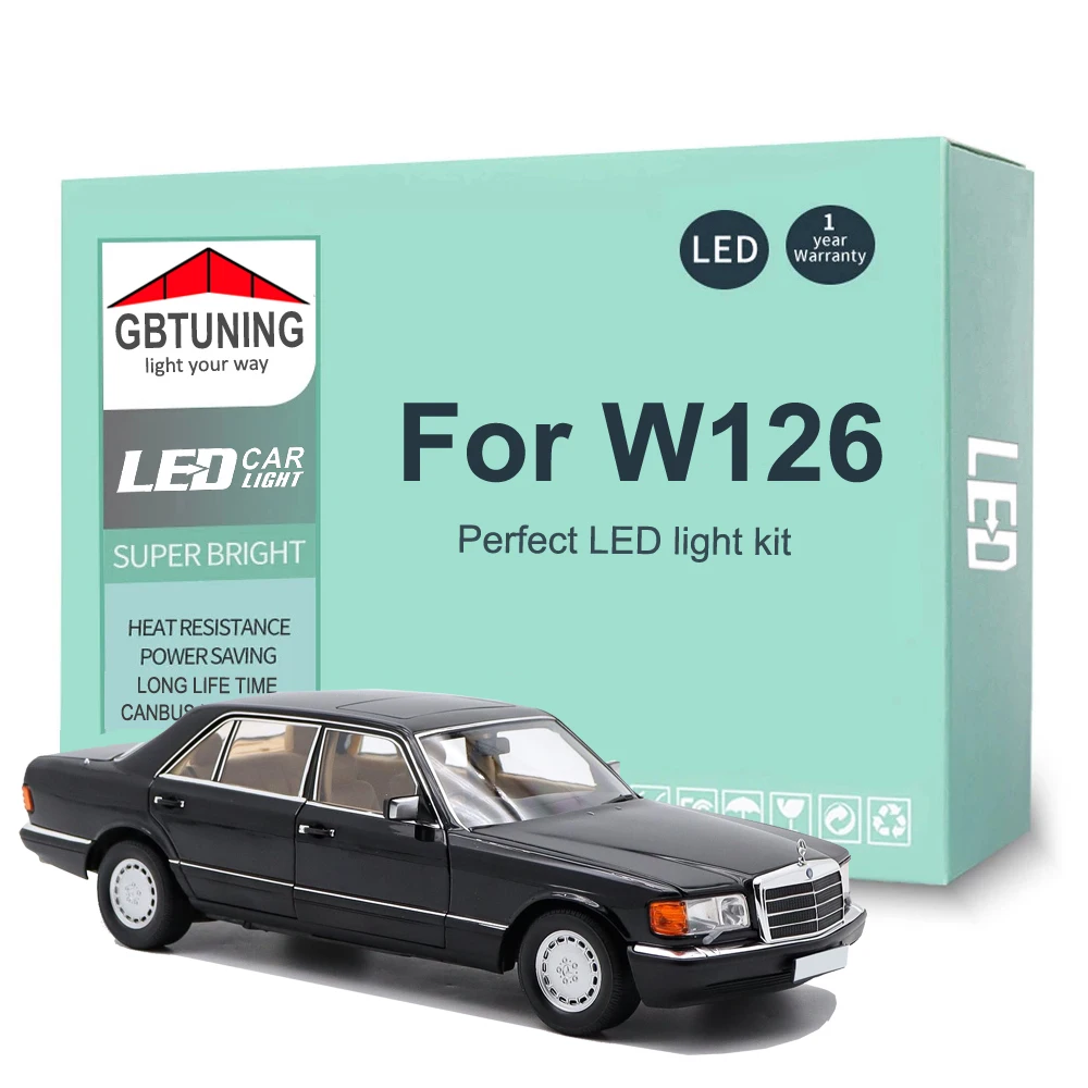 Kit de bombillas LED para Interior, 16 Uds., para Mercedes Benz Clase S W126 1979-1991, placa de matrícula Canbus, lámpara Interior, accesorios para coche