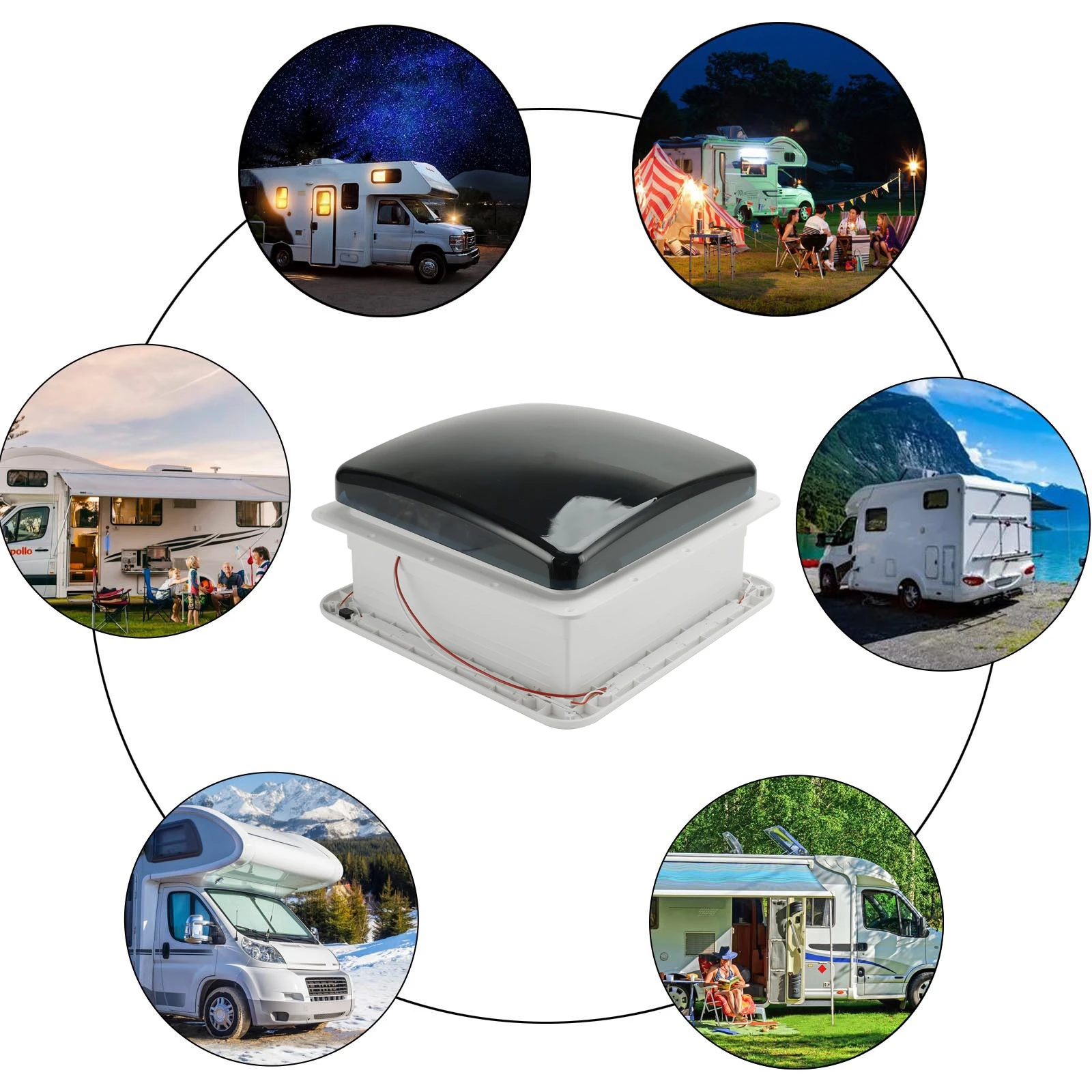 Ventilador de techo Artudatech para caravana de 14”, 12 V con LED - imagen 2
