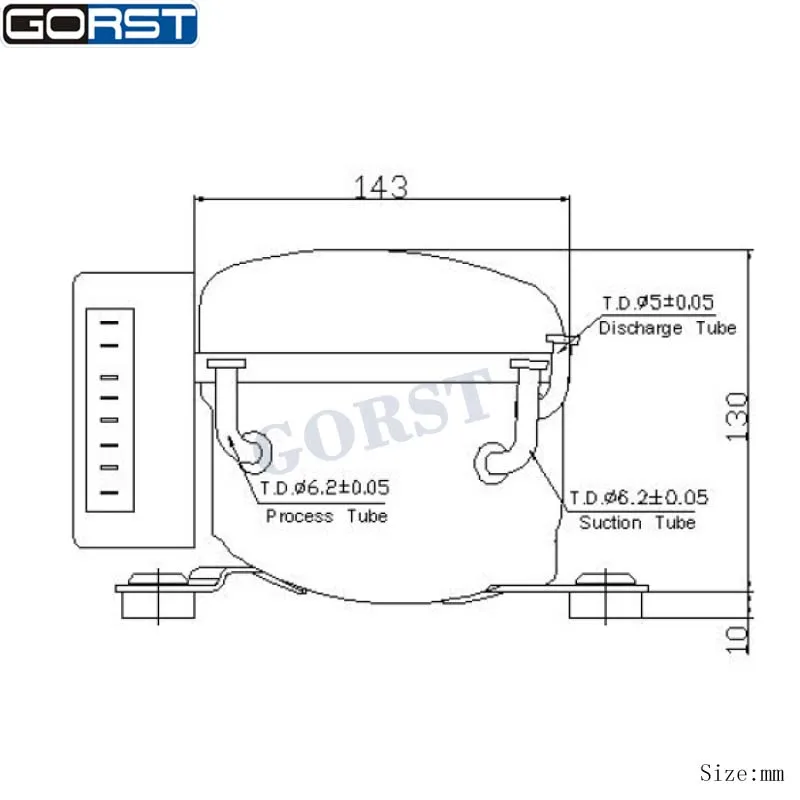 Vista frontal del compresor QDZH35G