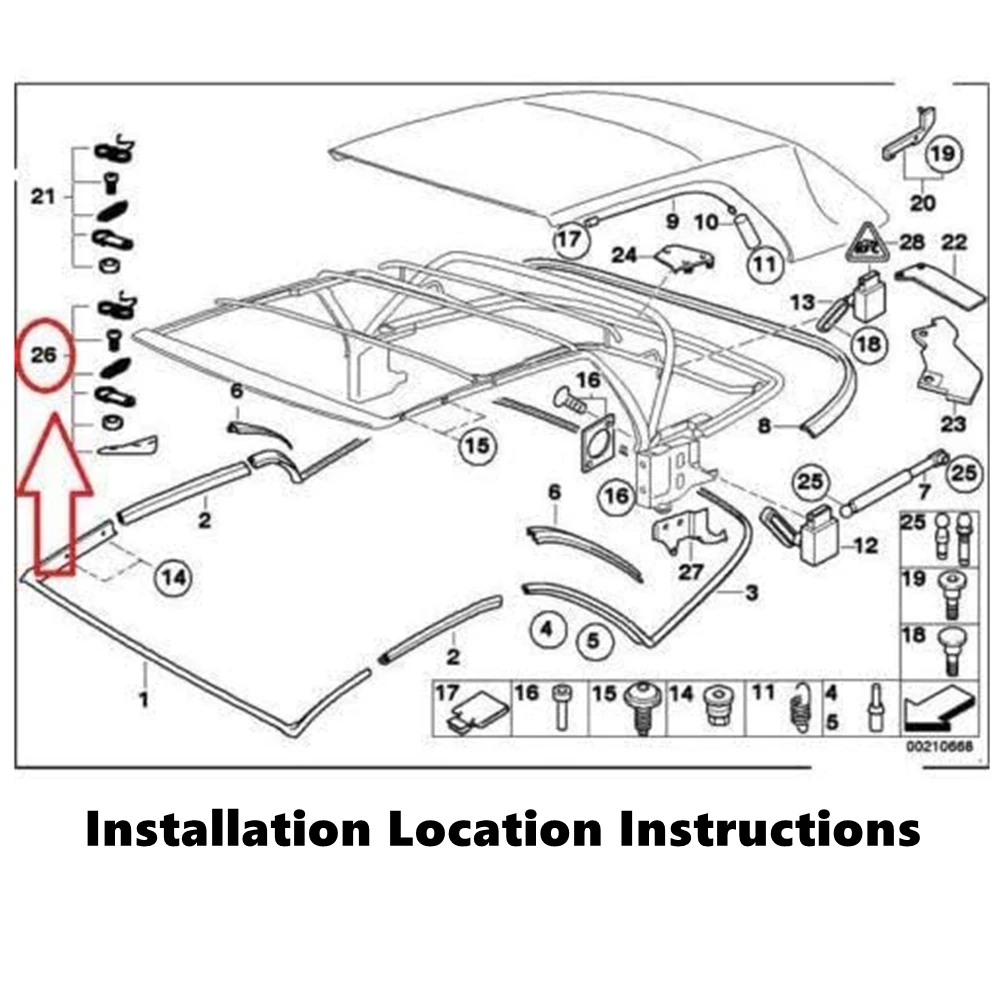 Kit reparación techo solar BMW E46 convertible – columna C 2000-2006 - imagen 5