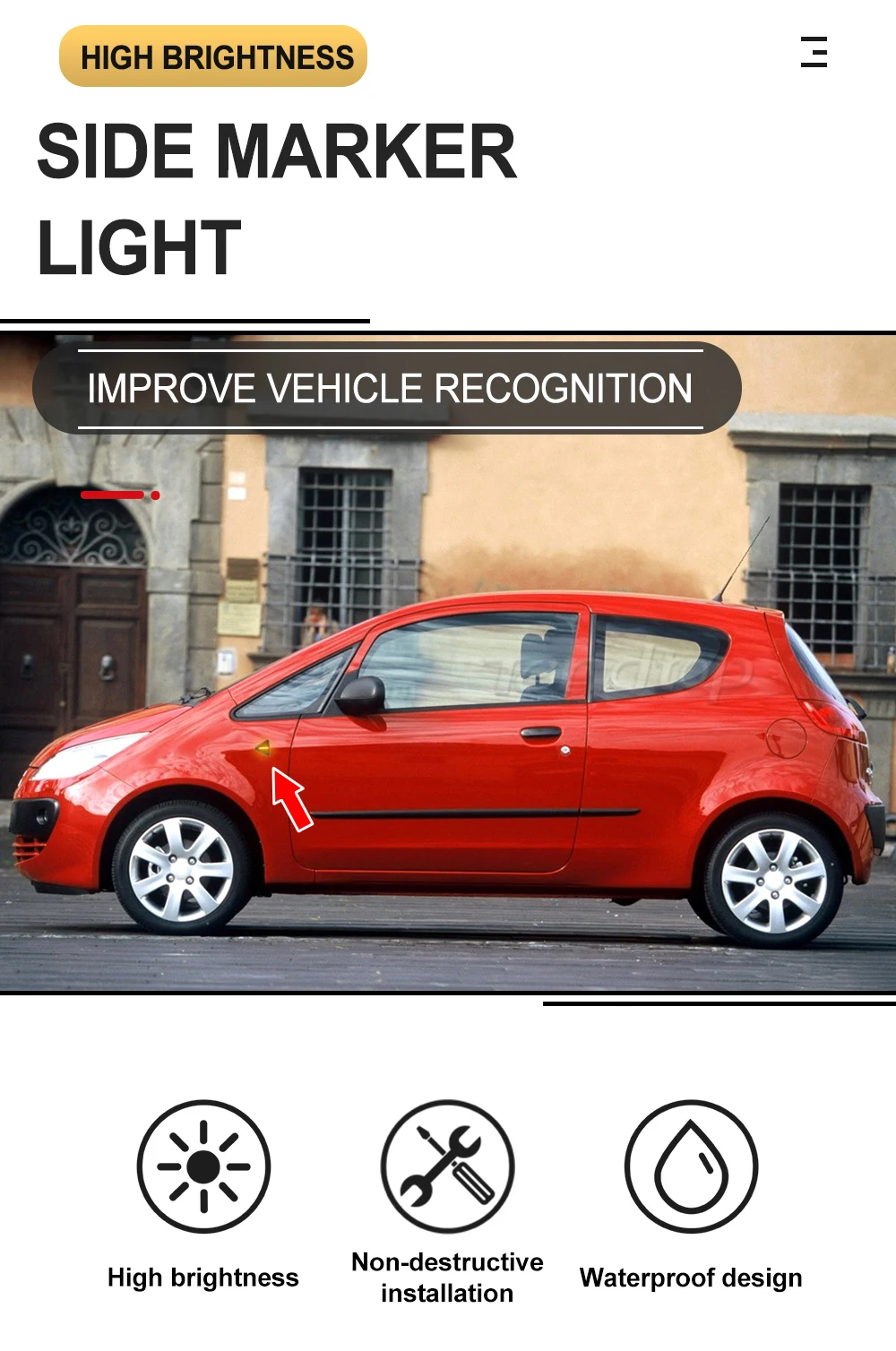 Vista frontal de la luz intermitente Tendtop para Mitsubishi Colt