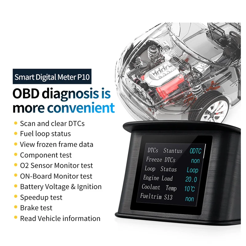 Ordenador de conducción OBD2 P10 pantalla frontal con velocímetro - imagen 3