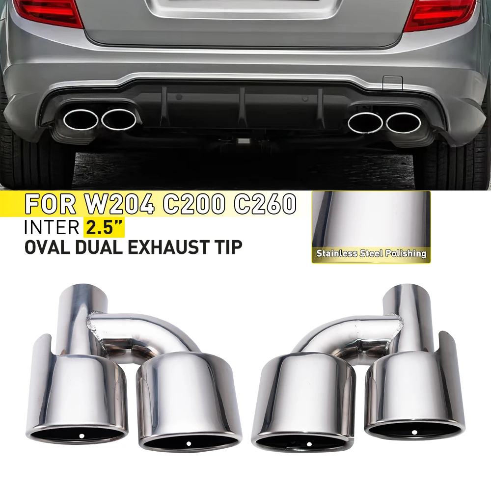 Tubo escape doble ovalado inoxidable Mercedes C W204 C200 C260