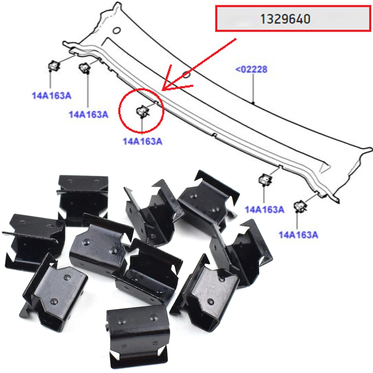 Clips de fijación metálicos para capó y rejilla – Ford Focus Mk2/C-MAX - imagen 2