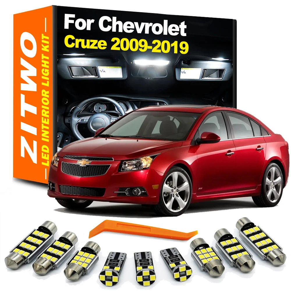 ZITWO-Kit de luces LED para Interior de coche Chevrolet, Kit de luz de techo de 13 piezas para modelo Chevrolet Cruze 2009- 2014 2015 2016 2017 2018 2019, piezas de lámpara de parasol para maletero