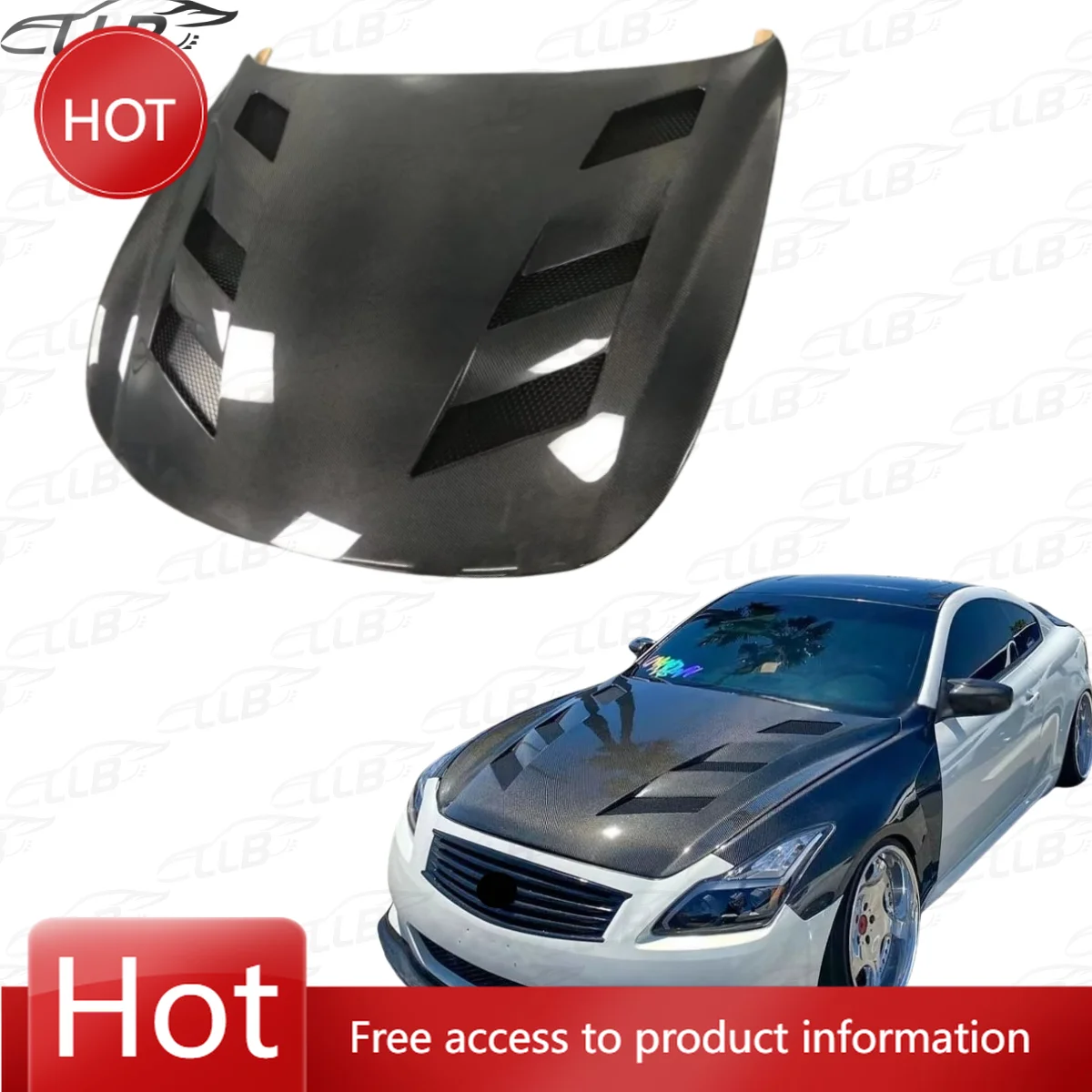 Para Infiniti G37 G37X G37S piezas de sedán de 4 puertas capó de motor delantero de fibra de carbono capó ventilado