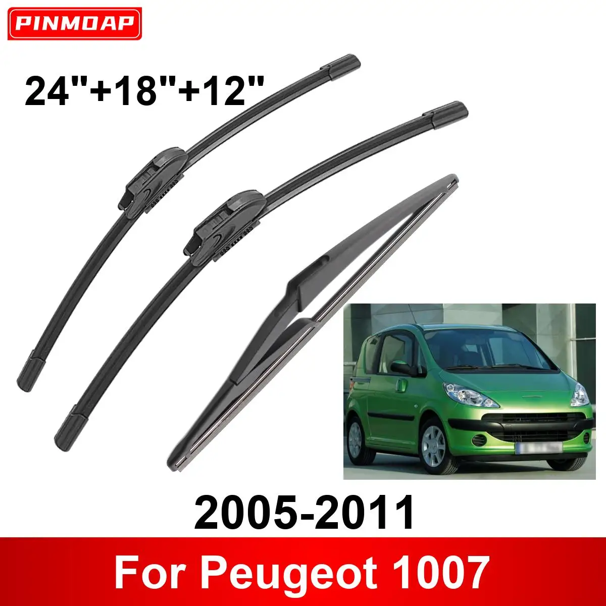 Escobillas limpiaparabrisas delanteras y traseras para Peugeot 1007