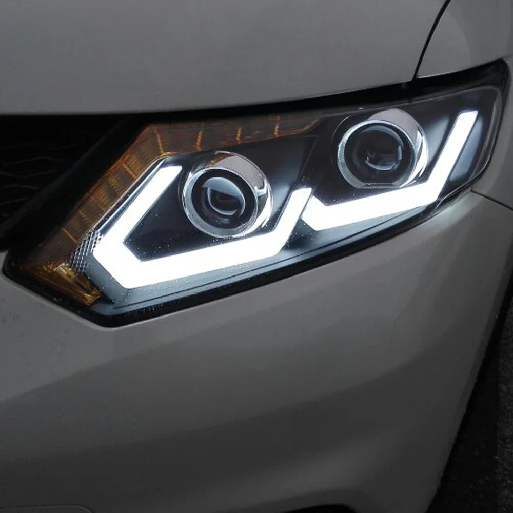Faros delanteros LED Nissan X-Trail 2014-2016, doble U proyector - imagen 2