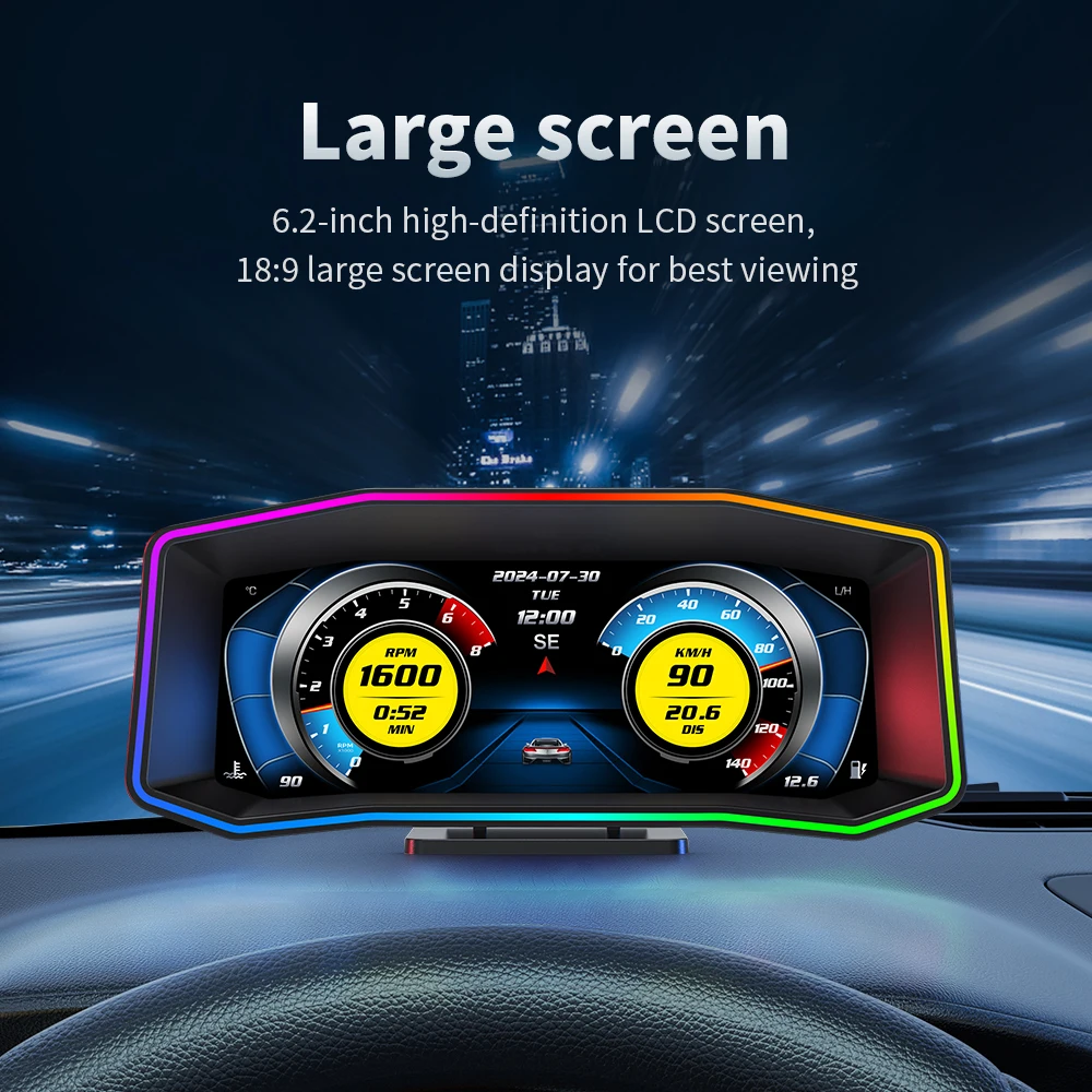 Pantalla HUD OBD2 para coche con velocímetro e inclinómetro 4x4 - imagen 5
