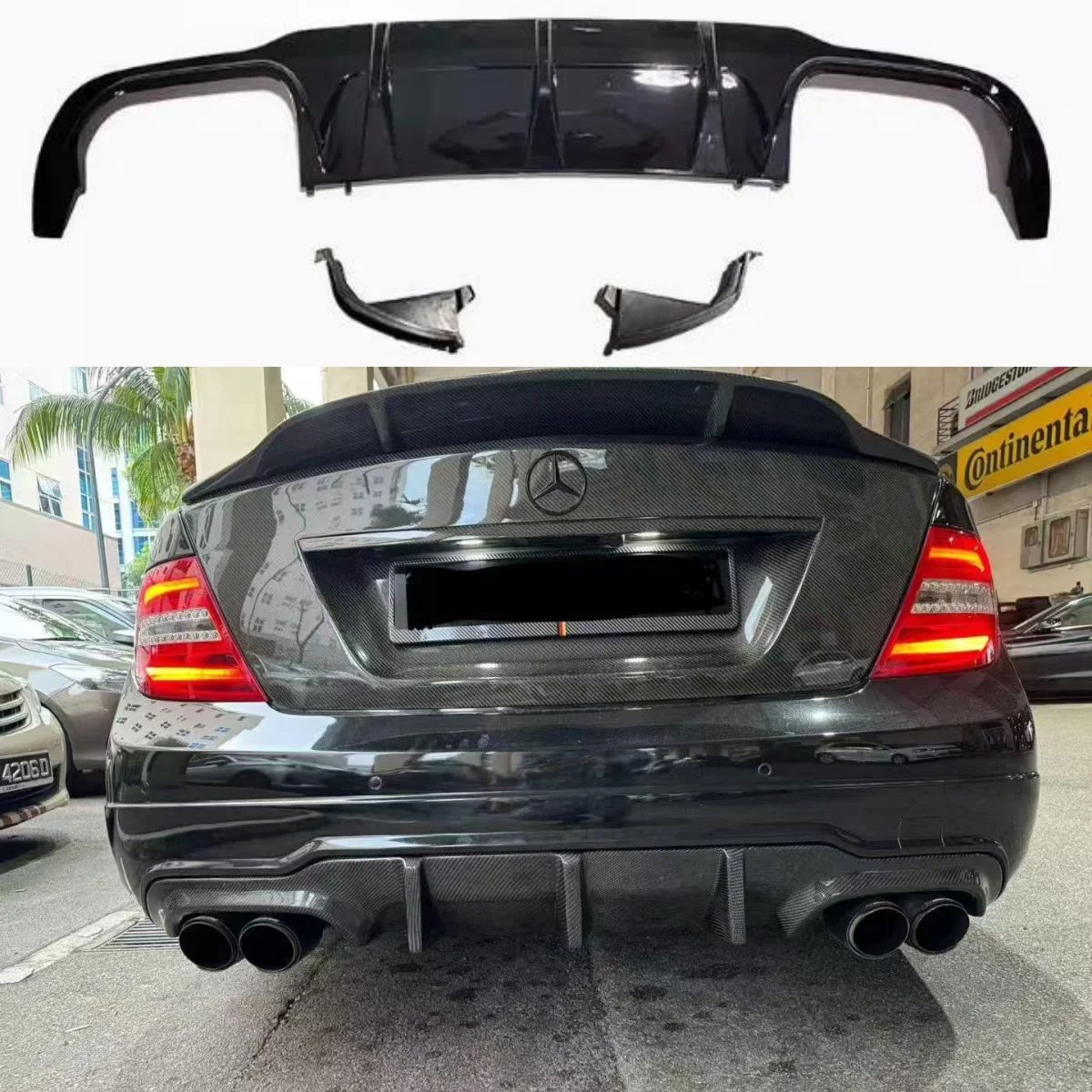 Difusor trasero Mercedes C W204 2011-2014 con tubo de escape - imagen 4