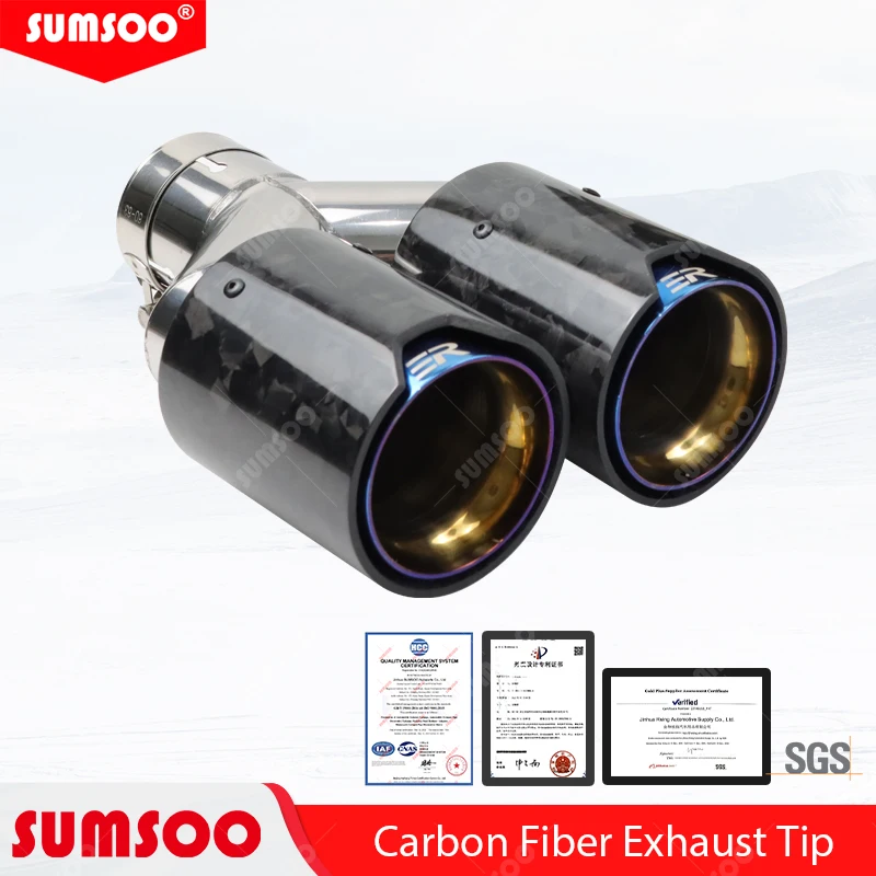 Puntas dobles de escape BMW de carbono forjado, azul quemado