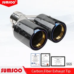 Puntas dobles de escape BMW de carbono forjado, azul quemado