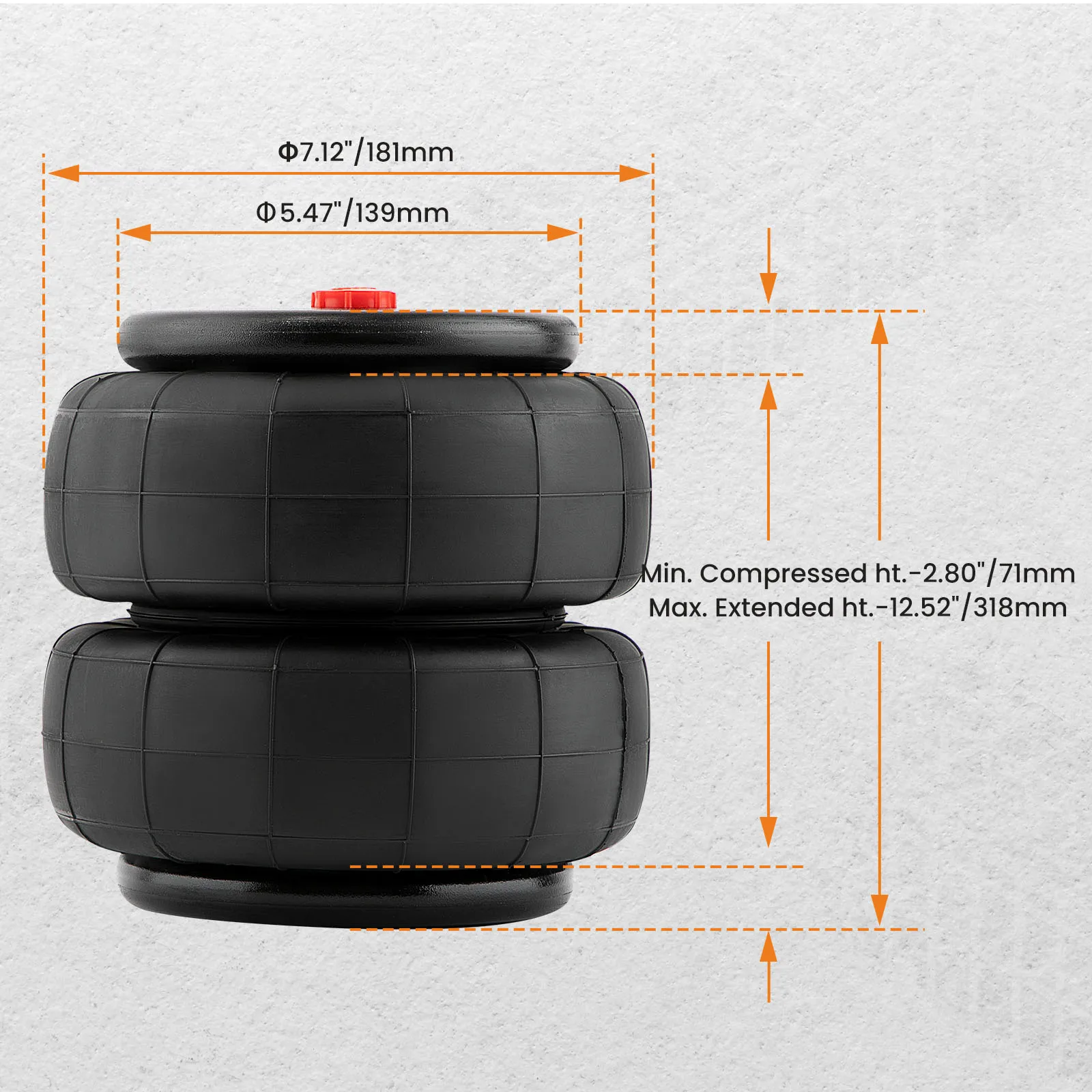 1X suspensión de bolsa de resorte de aire de alta resistencia estándar 2600lb parte 1/2 "npt puerto único Universal - imagen 5