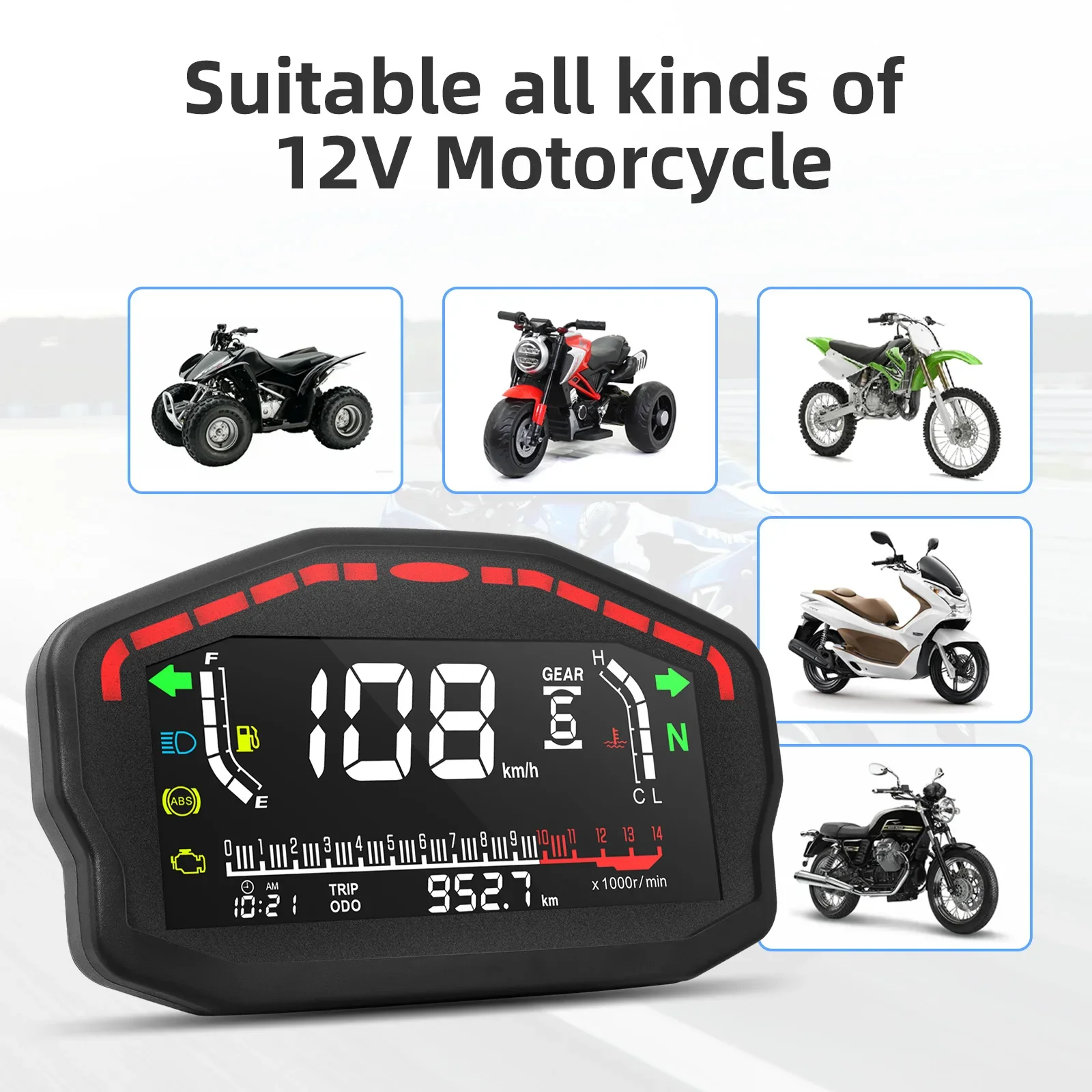 Velocímetro digital LCD universal para motos Honda Ducati Kawasaki - imagen 2