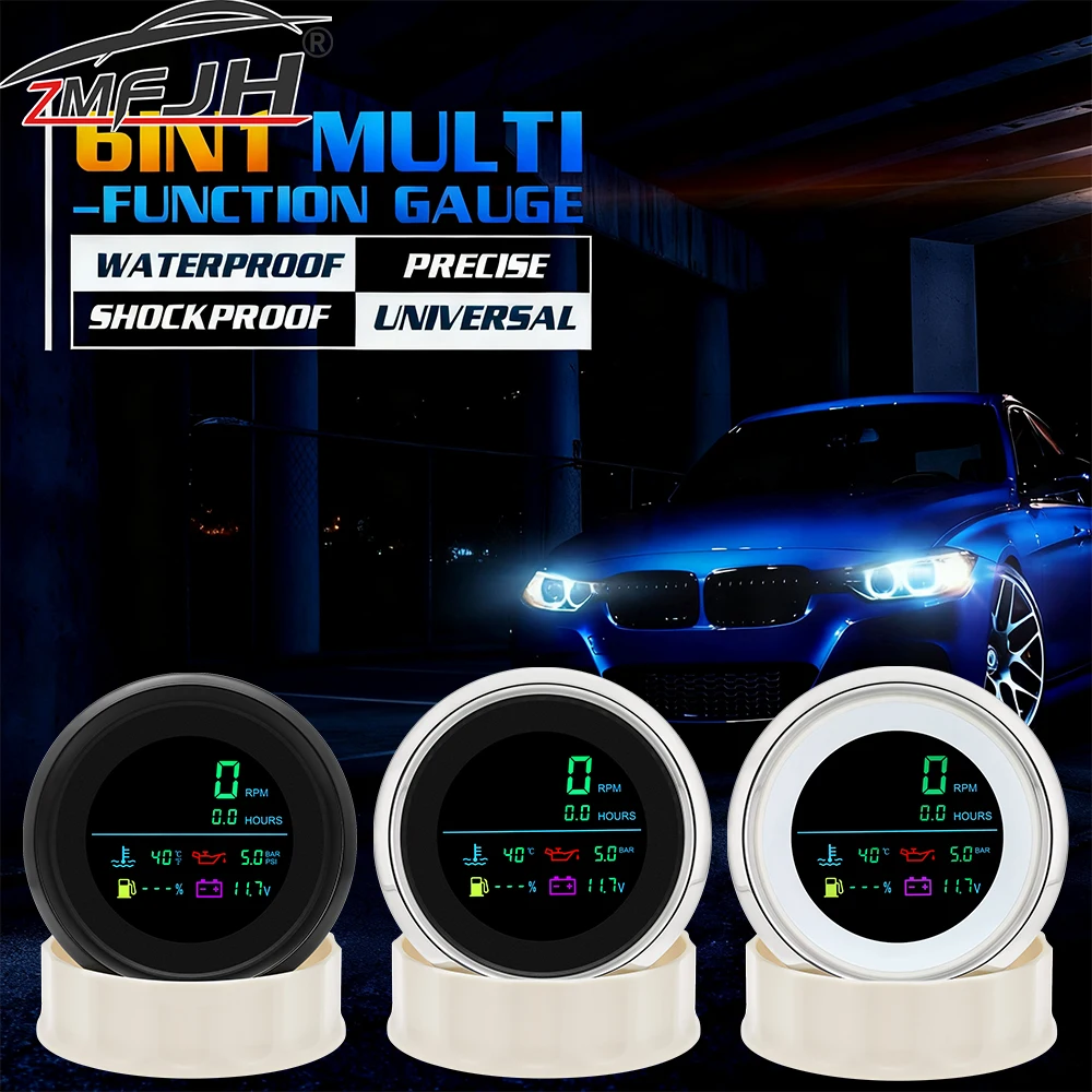 Tacómetro multifunción LCD 85 mm con RPM, temperatura y presión aceite