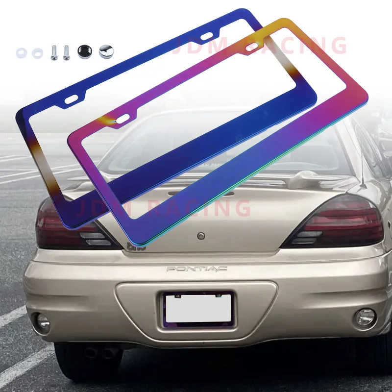 Portamatrículas universal de acero inoxidable efecto arcoíris para coche - imagen 5