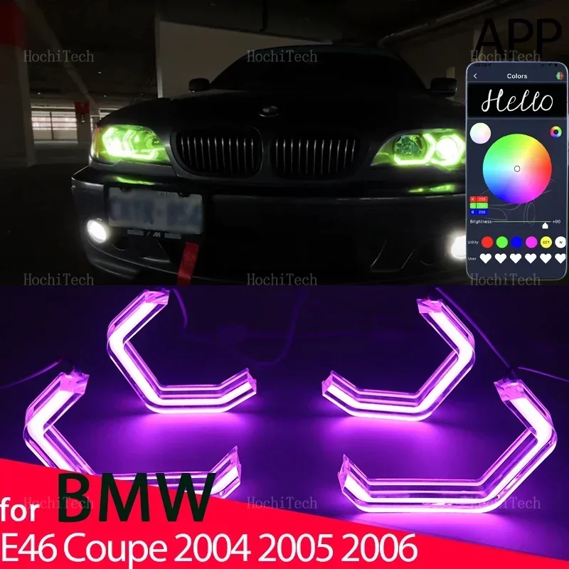 Ojos de ángel LED RGB con app estilo M4 para BMW E46 Coupé/Cabrio 2004-2006
