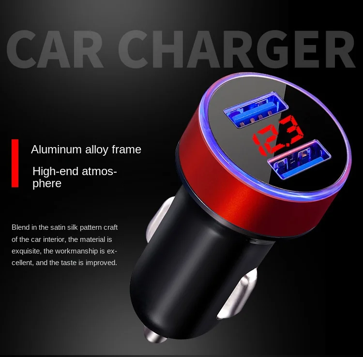 Cargador de coche USB dual con pantalla digital