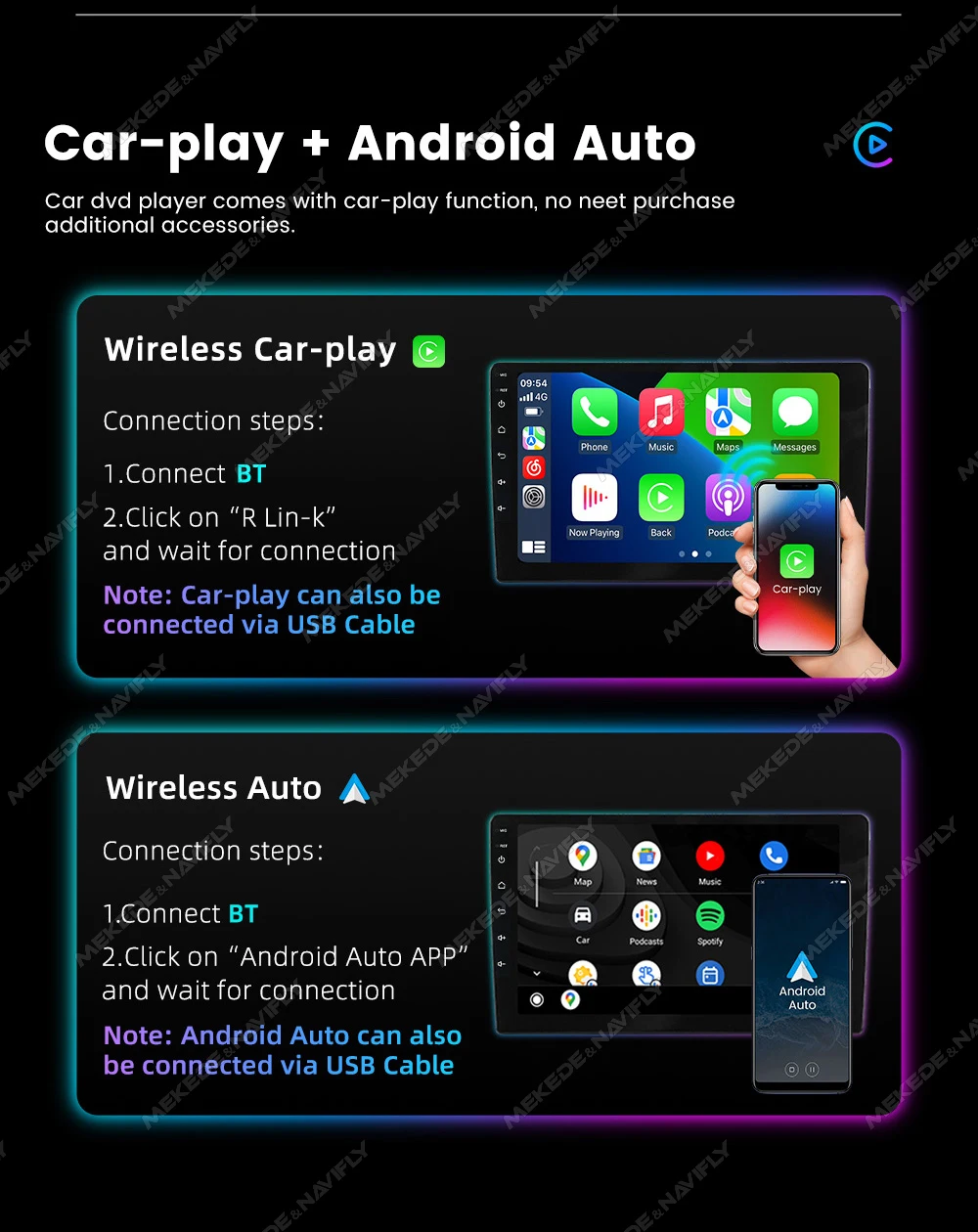 Carplay inalámbrico en pantalla del autoradio