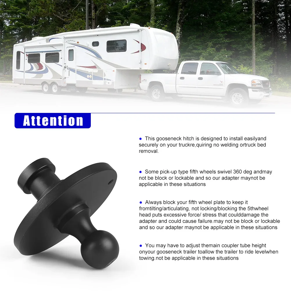 5o enganche de rueda 2-5/16” Adaptador de 5a rueda a cuello de cisne 30k lbs. Carga máxima para remolques y tractores tipo cuello de cisne con quinta rueda - imagen 5
