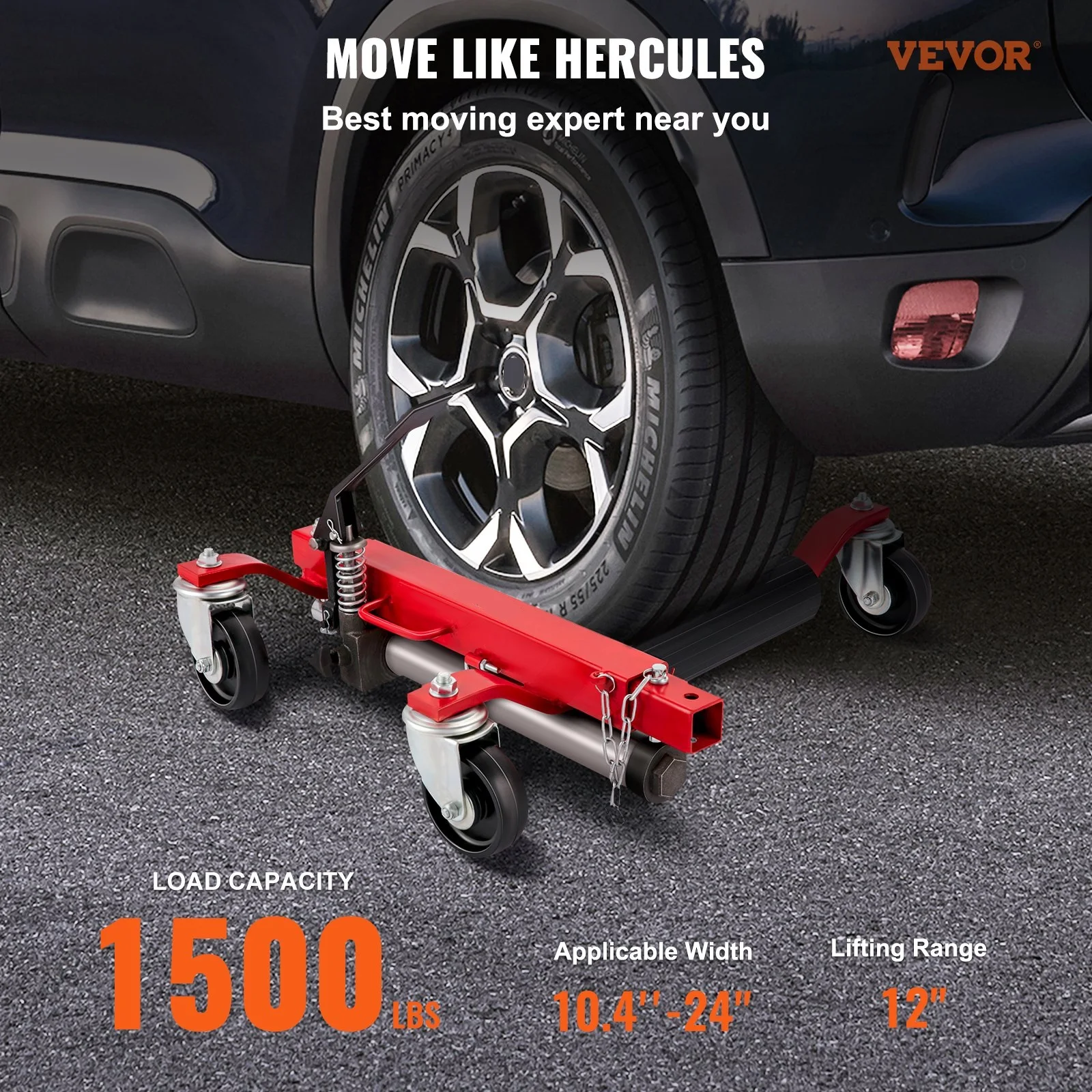 Patín hidráulico Dolly 680 kg con ruedas giratorias para mover vehículos - imagen 2