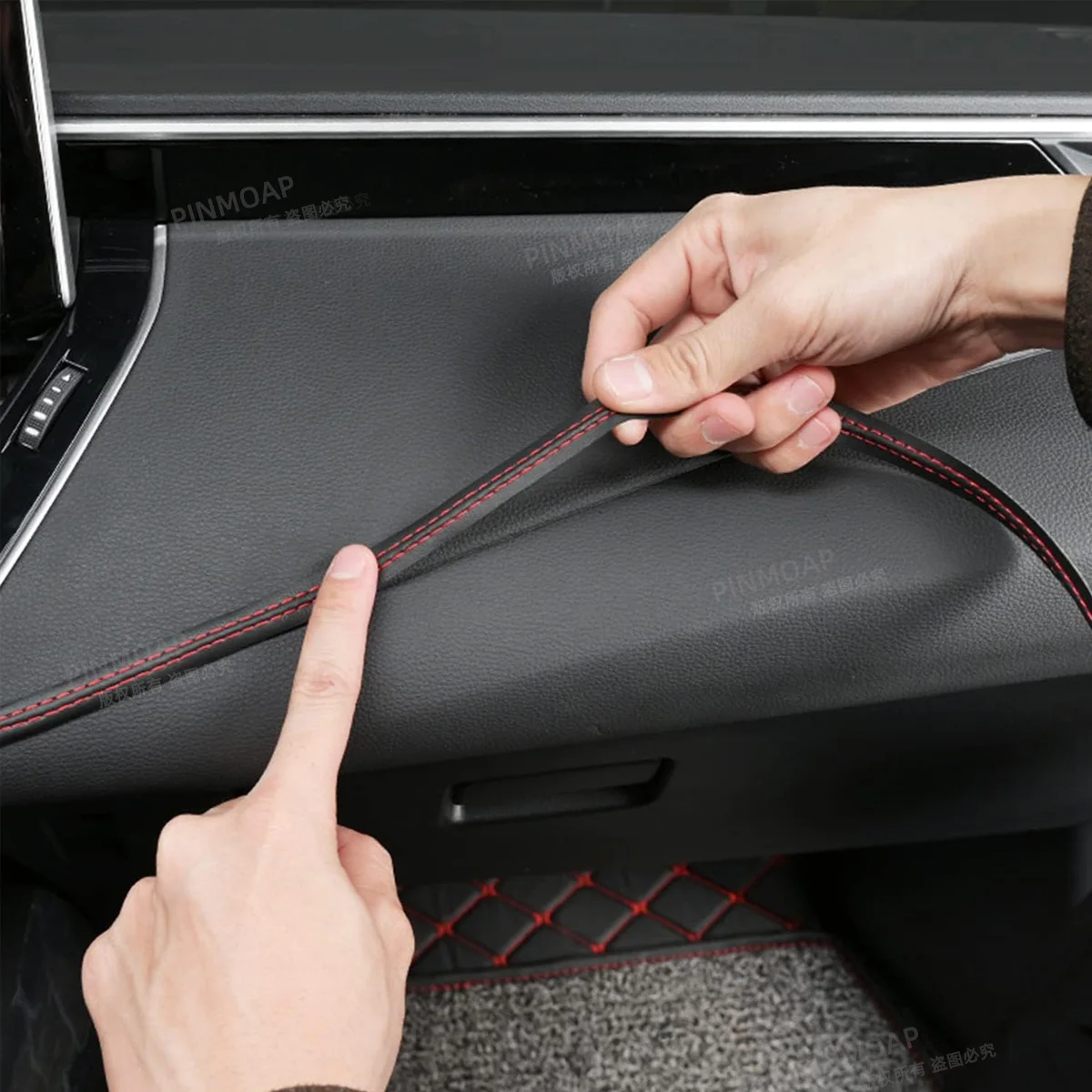 Moldura autoadhesiva interior coche cuero PU trenzada DIY - imagen 4