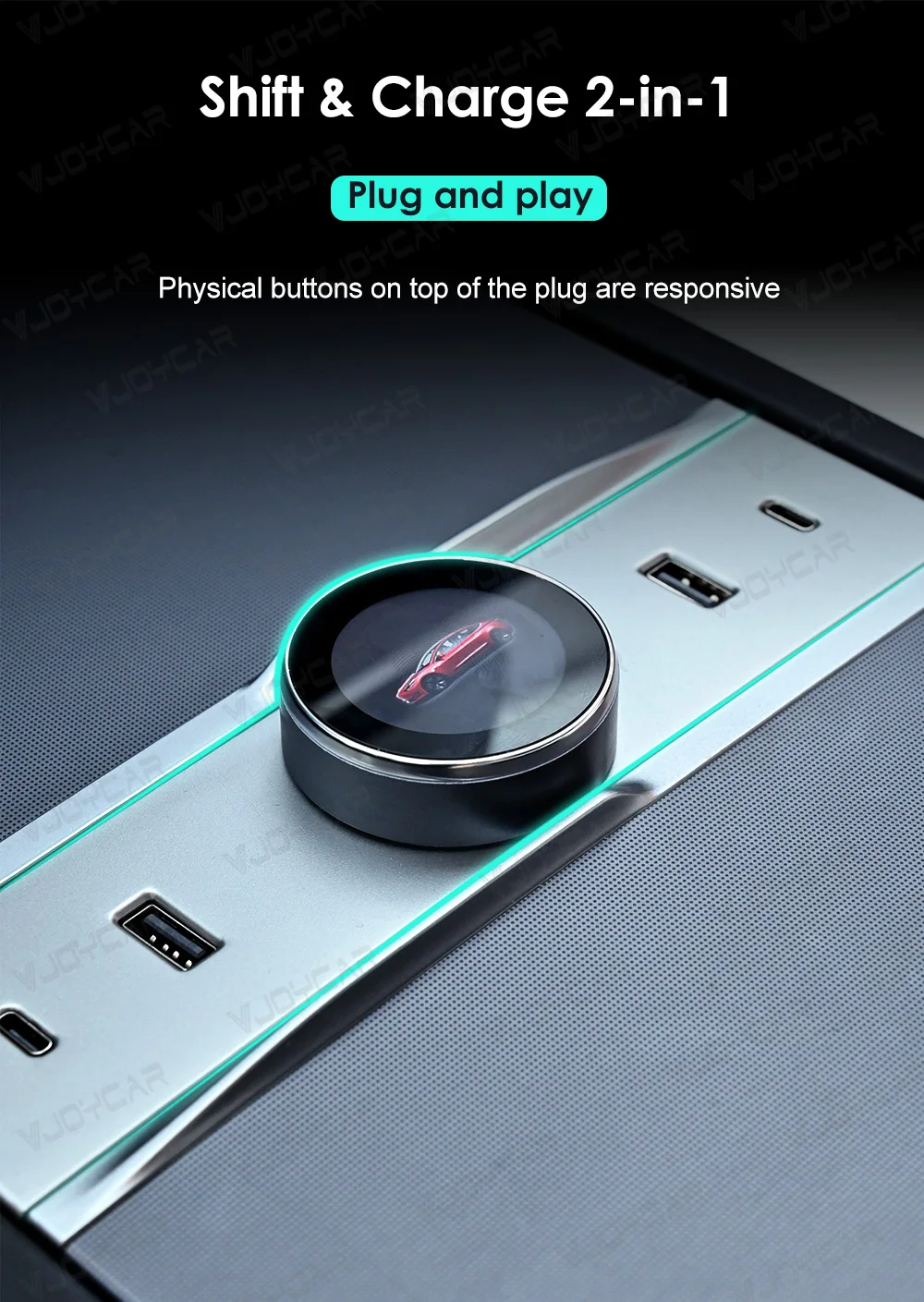 Para Tesla Model 3 Highland LCD botón de cambio de marchas puertos USB tipo C Plug and Play de alto rendimiento 2 en 1 perilla de carga y cambio - imagen 4