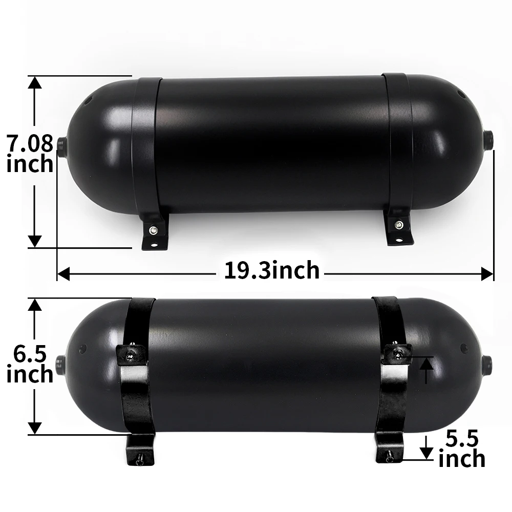 Tanque de aire aluminio sin costuras suspensión neumática tuning negro - imagen 2