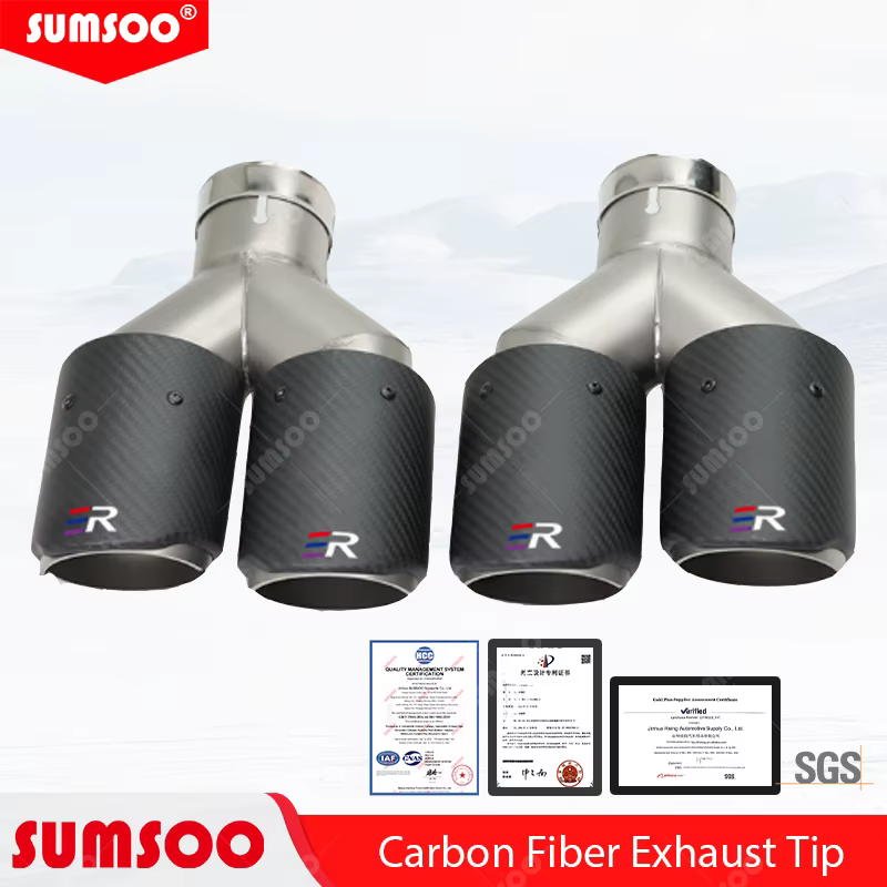 Punta de escape doble Sumsoo de carbono mate negra universal BMW