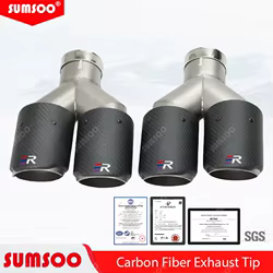 Punta de escape doble Sumsoo de carbono mate negra universal BMW