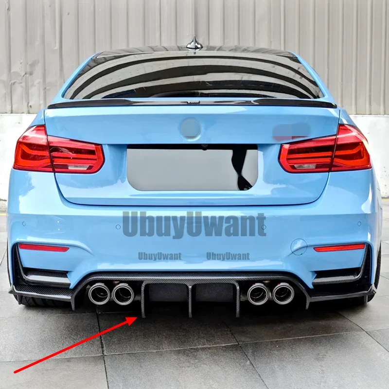 3 uds estilo ABS Material de apariencia de fibra de carbono adornos difusores traseros para BMW Serie 3 F30 Facelift AN M3 parachoques 2012-2020 - imagen 2