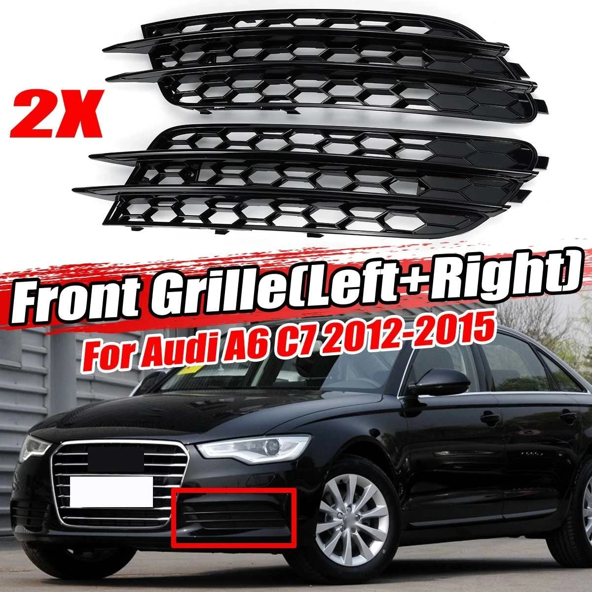 Rejilla antiniebla delantera tipo panal Audi A6 C7 2012-2015
