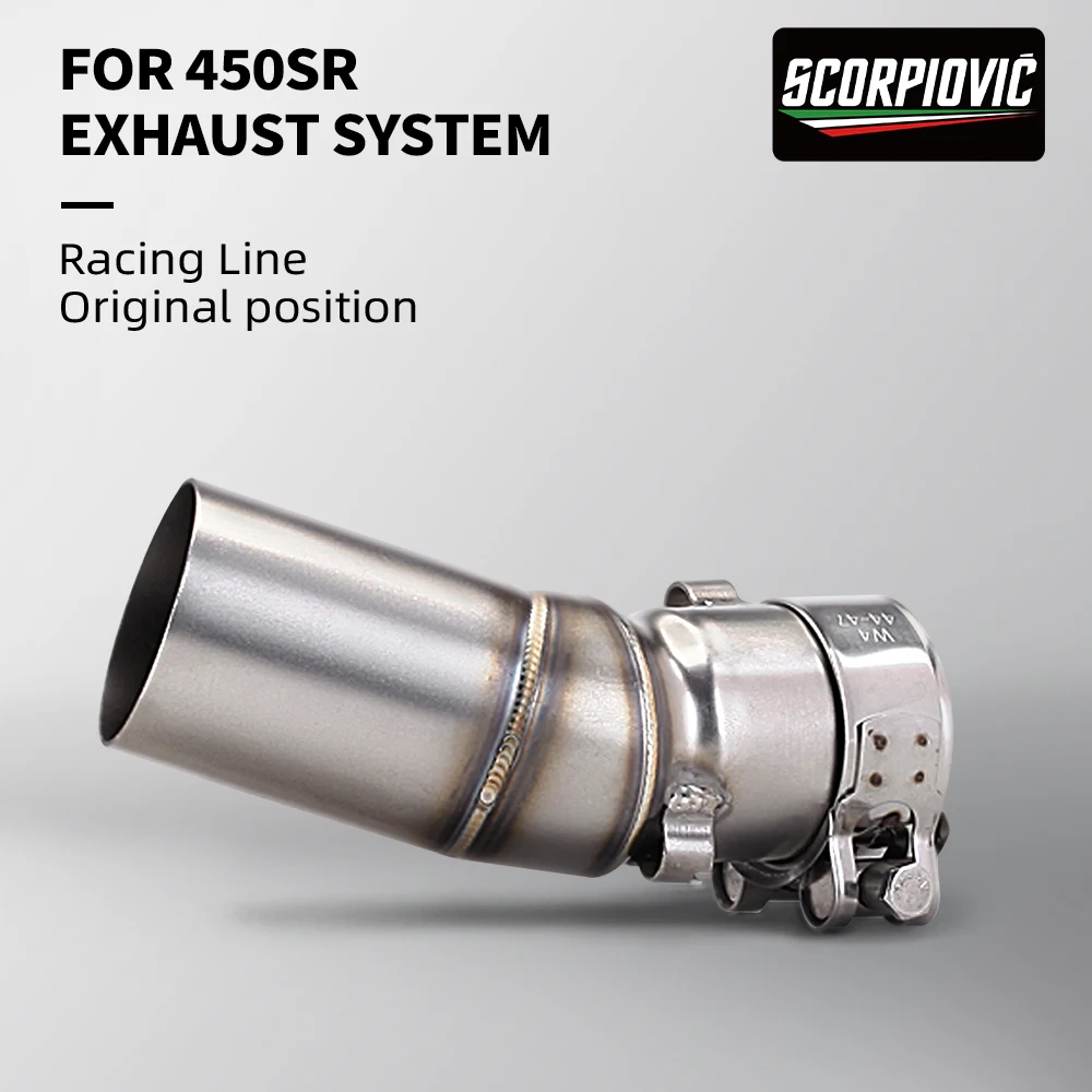 Tubo medio deslizante apto para motocicleta CFMOTO 450MT 450 MT 450SR, modificación de acero inoxidable, interfaz de 51mm, tubo de enlace medio de Escape - imagen 4
