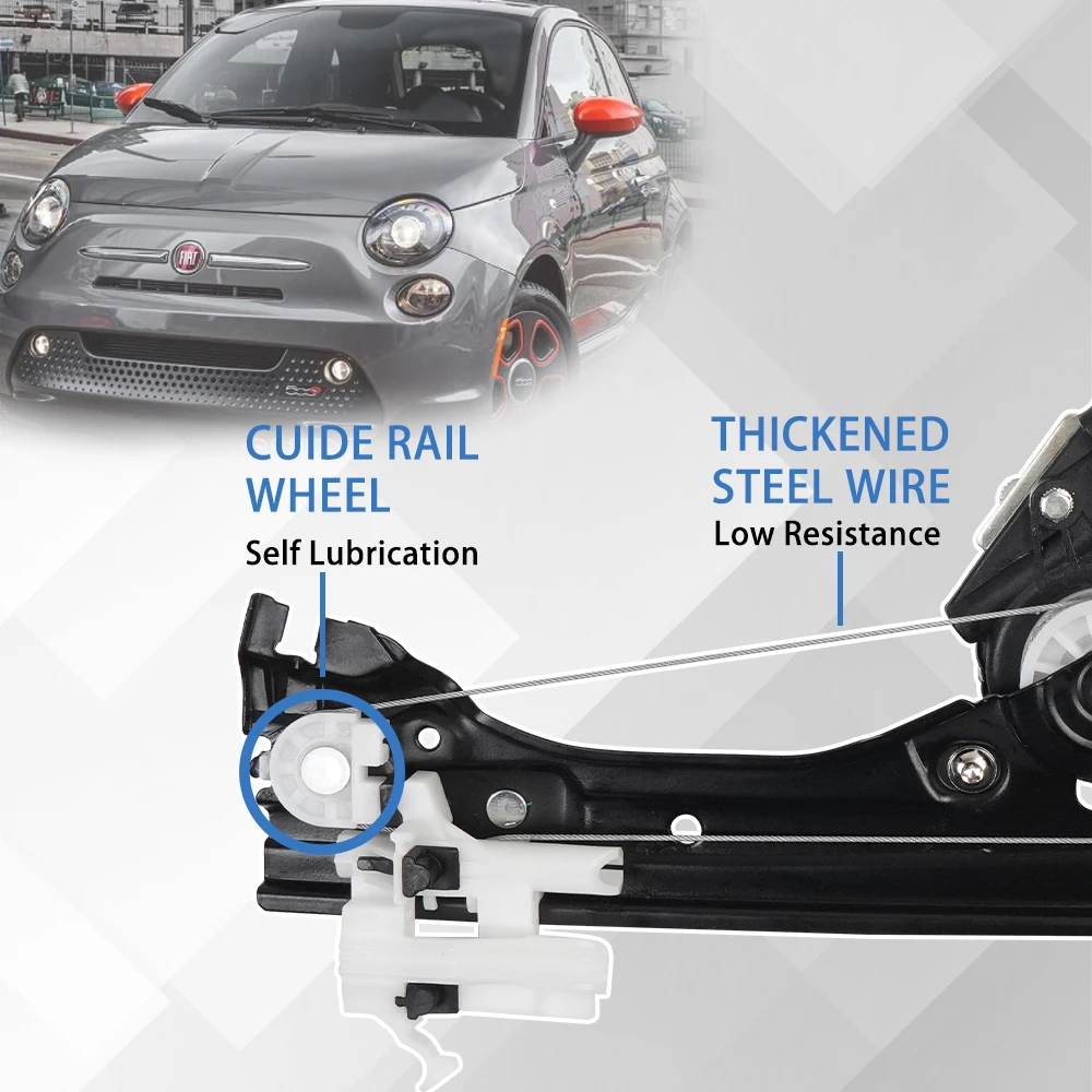 Motor elevalunas Fiat 500 2007-2019, 2 pines, OE 52060970/51876269 - imagen 3
