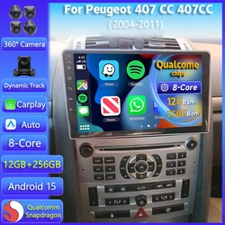 Autoradio Android 15 CarPlay navegación Peugeot 407 CC/SW 2004-2011